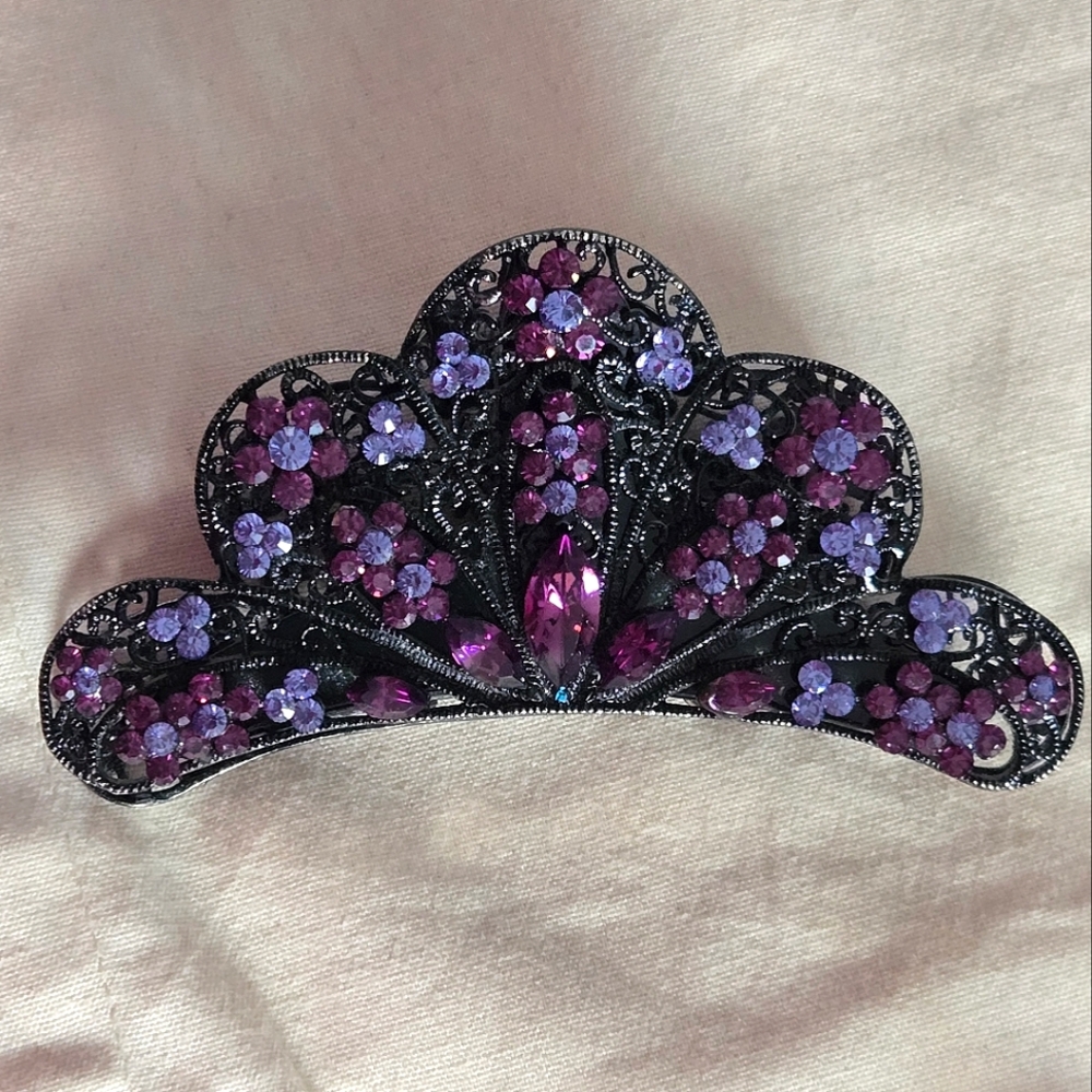 Spanish Lace Elegance Purple and Black Hair Claw - Picture 3 of 10